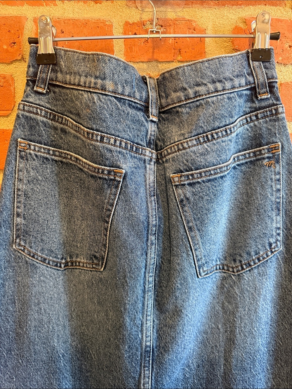 Madewell Classic Blue Denim Maxi Skirt with Front Slit - Picture 6 of 8